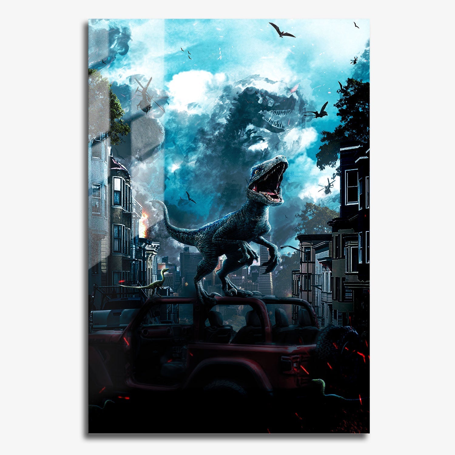 Flex Designs Metal Poster Jurassic World Dominion Sketch 11 x 17" Home Goods - Movie 2022 Movie Metal Poster