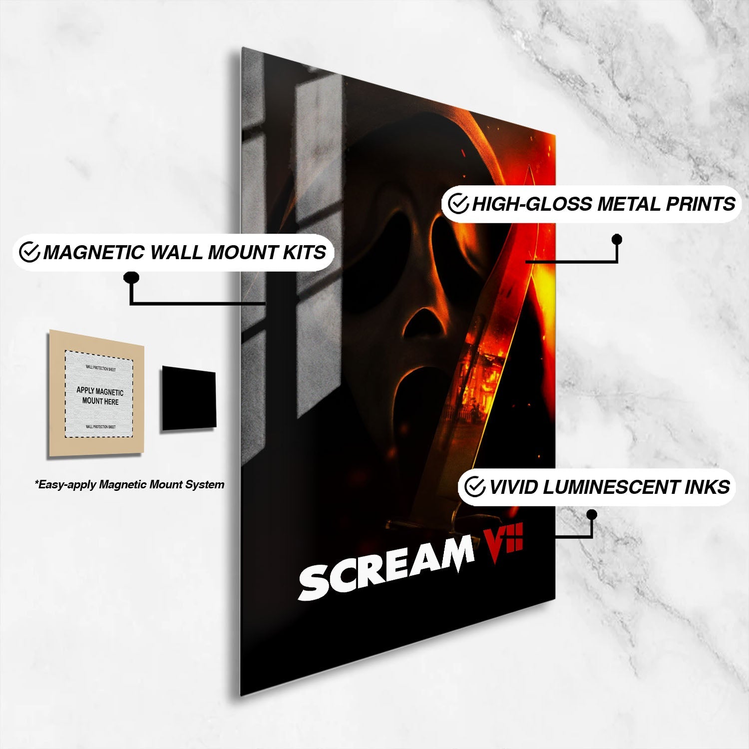 Flex Designs Metal Poster Scream 7 Theatrical 16 x 24" Home Goods - Movie 2026 Movie Metal Poster
