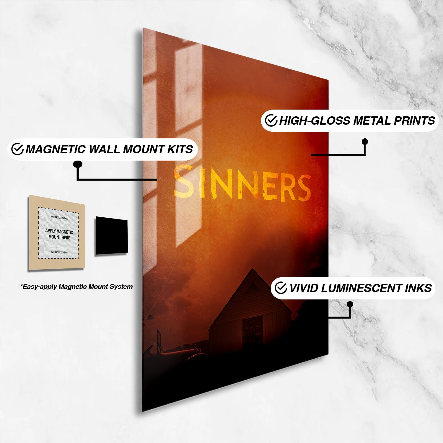 Flex Designs Metal Poster Sinners Minimalist 16 x 24" Home Goods - Movie 2025 Movie Metal Poster
