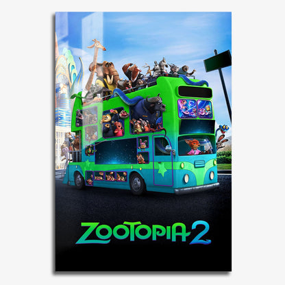 Flex Designs Metal Poster Zootopia 2 Bus 11 x 17" Home Goods - Movie 2025 Movie Metal Poster