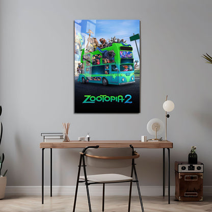 Flex Designs Metal Poster Zootopia 2 Bus 5 x 7" Home Goods - Movie 2025 Movie Metal Poster