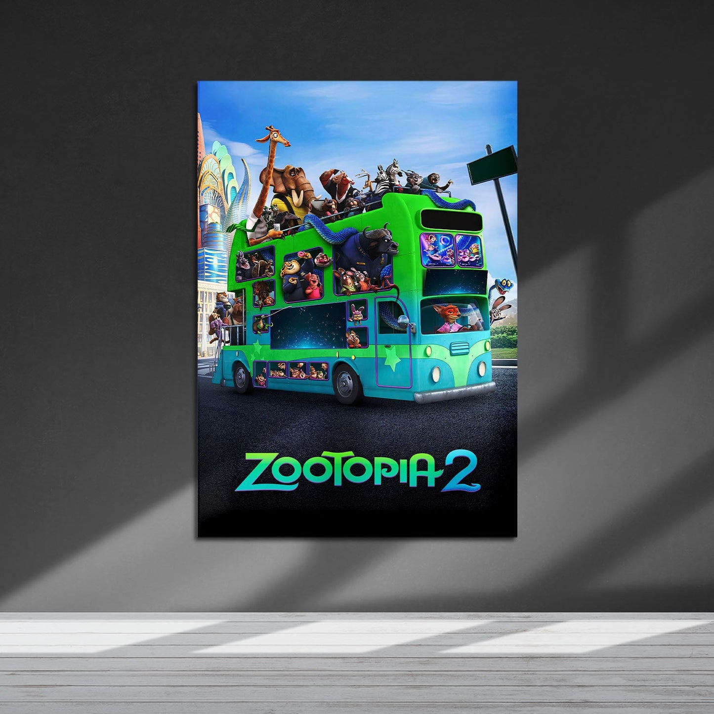 Flex Designs Metal Poster Zootopia 2 Bus 5 x 7" Home Goods - Movie 2025 Movie Metal Poster