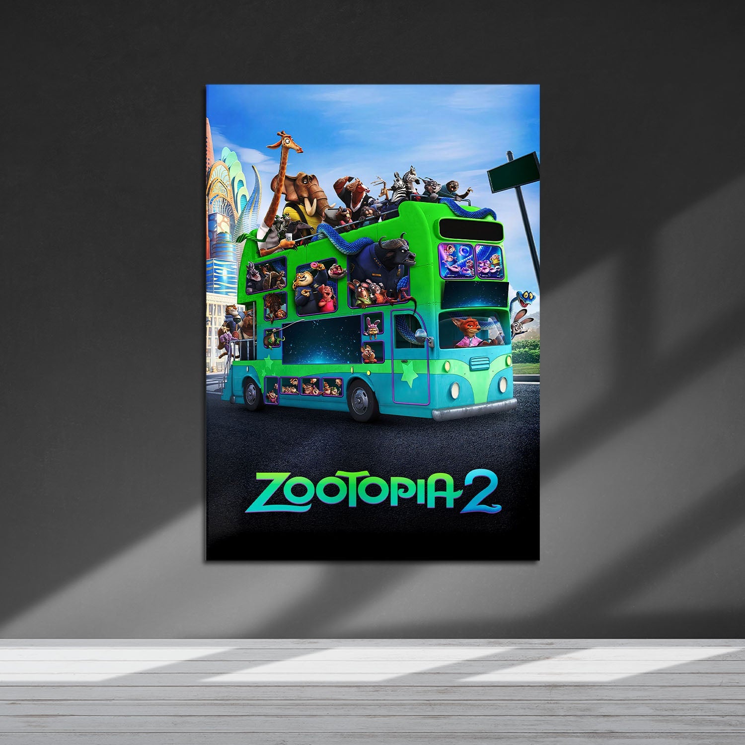 Flex Designs Metal Poster Zootopia 2 Bus 5 x 7" Home Goods - Movie 2025 Movie Metal Poster