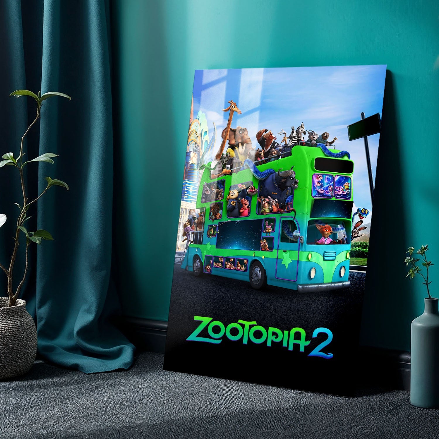 Flex Designs Metal Poster Zootopia 2 Bus 24 x 36" Home Goods - Movie 2025 Movie Metal Poster