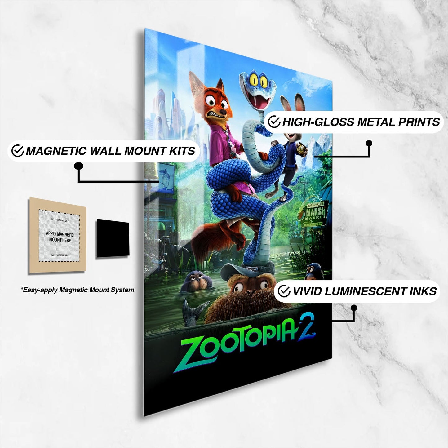Flex Designs Metal Poster Zootopia 2 Swamp 16 x 24" Home Goods - Movie 2025 Movie Metal Poster
