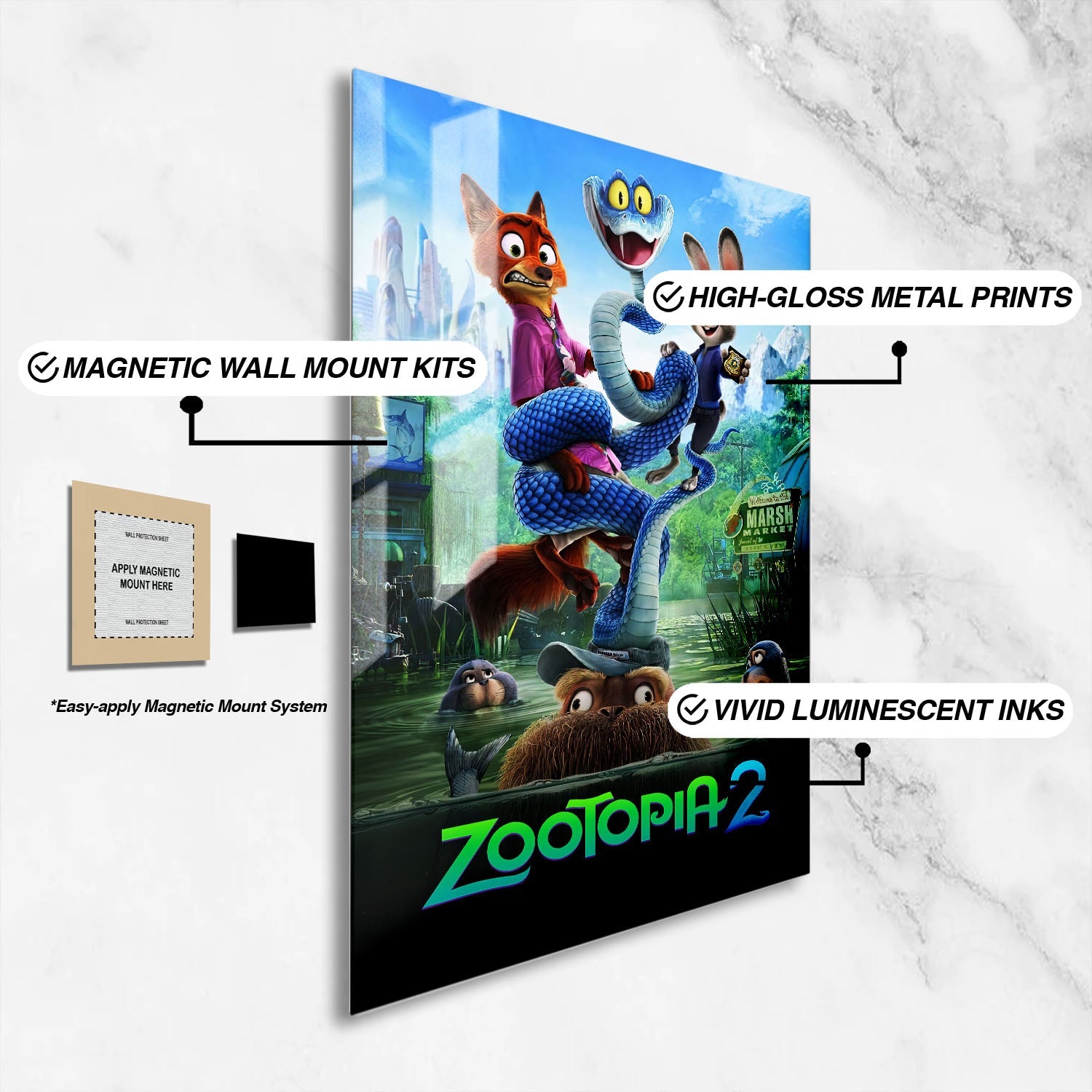 Flex Designs Metal Poster Zootopia 2 Swamp 16 x 24" Home Goods - Movie 2025 Movie Metal Poster
