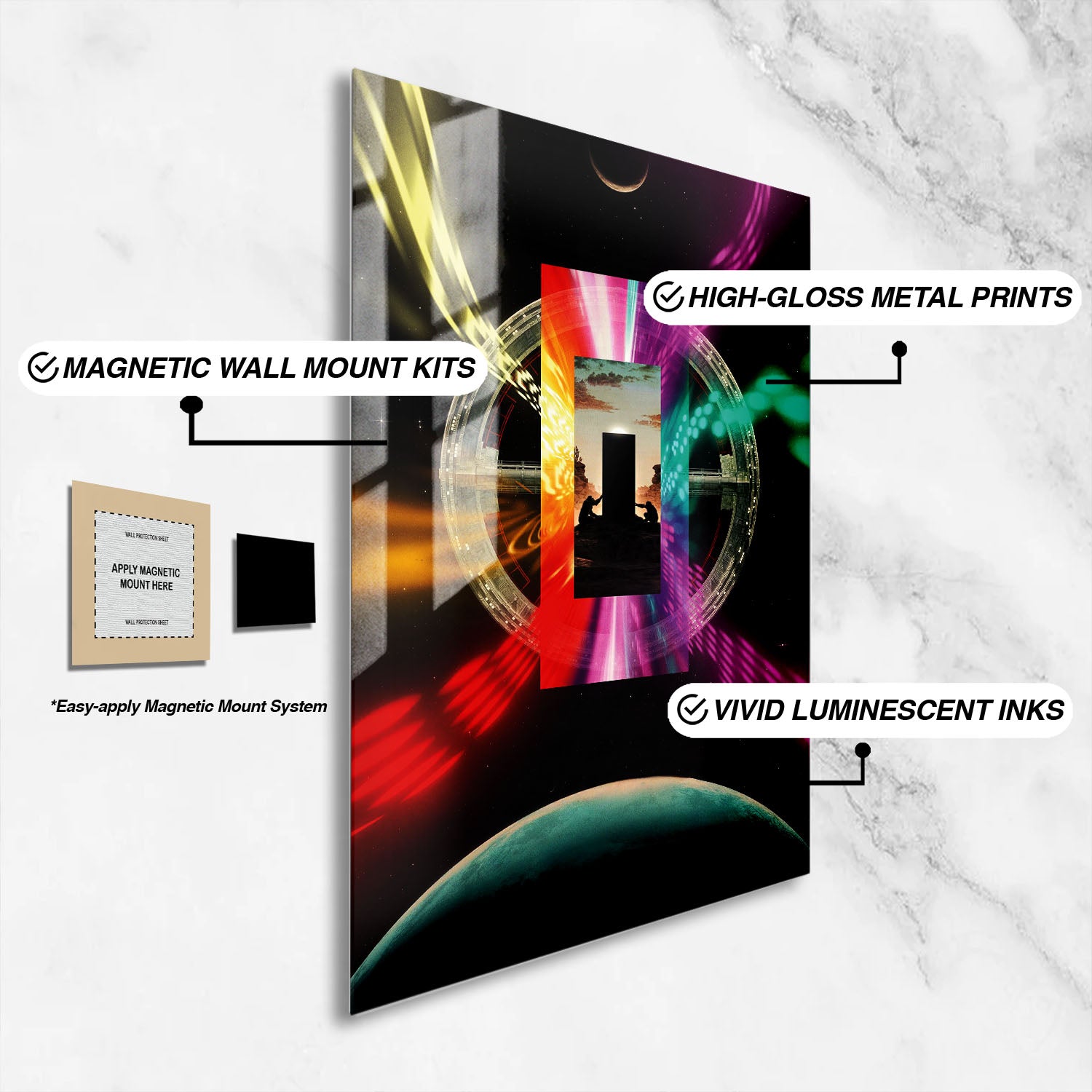 Flex Designs Metal Poster 2001 A Space Odyssey Illustration 16 x 24" Home Goods - Movie 1968 Movie Metal Poster