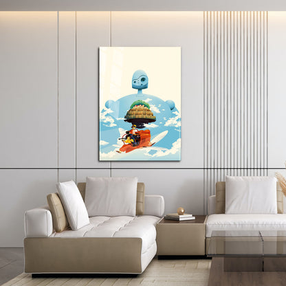 Flex Designs Metal Poster Castle in the Sky Sketch 16 x 24" Home Goods - Movie 1986 Movie Metal Poster