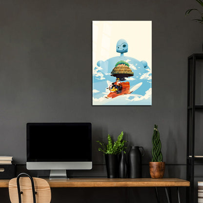 Flex Designs Metal Poster Castle in the Sky Sketch 24 x 36" Home Goods - Movie 1986 Movie Metal Poster