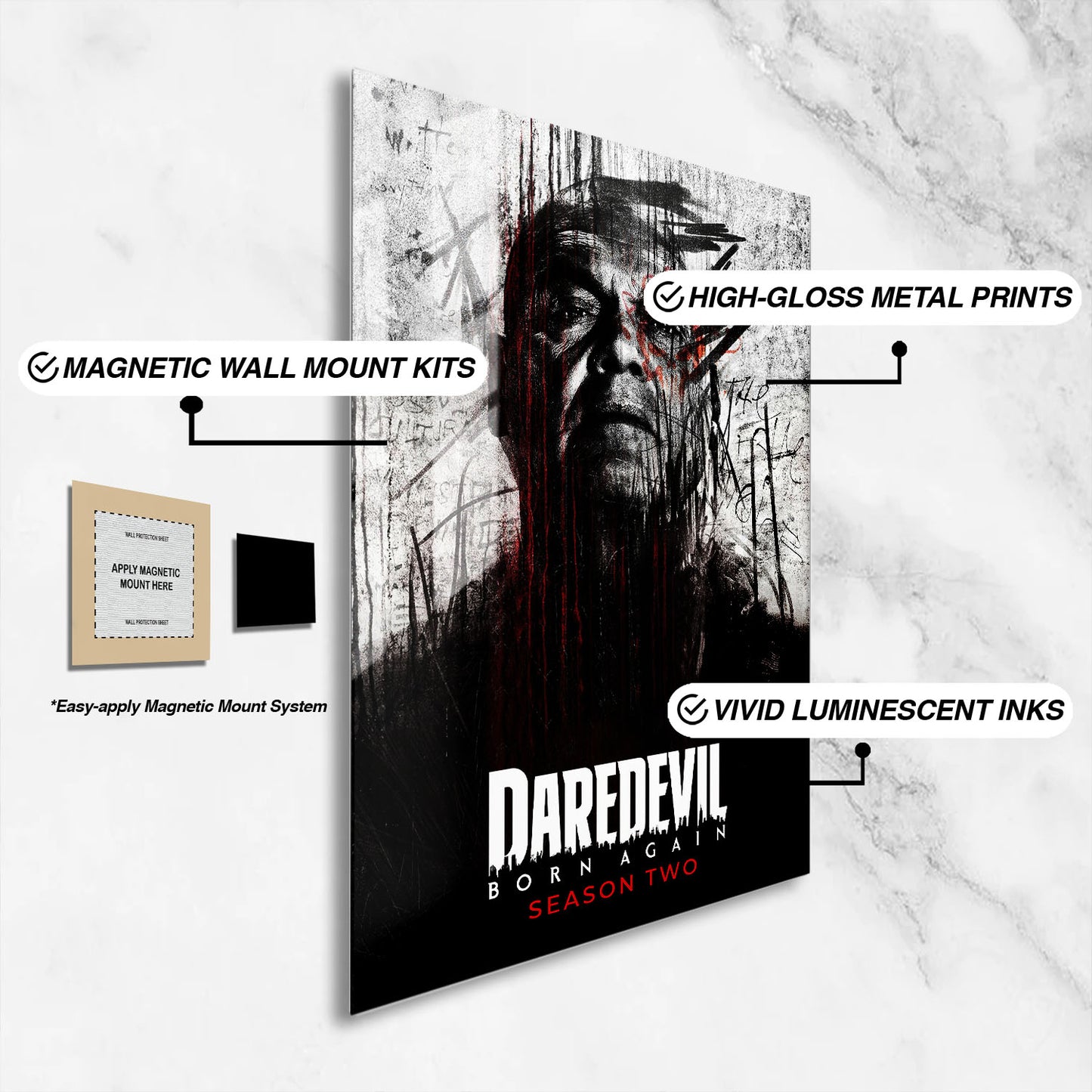 Flex Designs Metal Poster Daredevil Born Again Season 2 16 x 24" Home Goods - TV Show 2025 TV Show Metal Poster