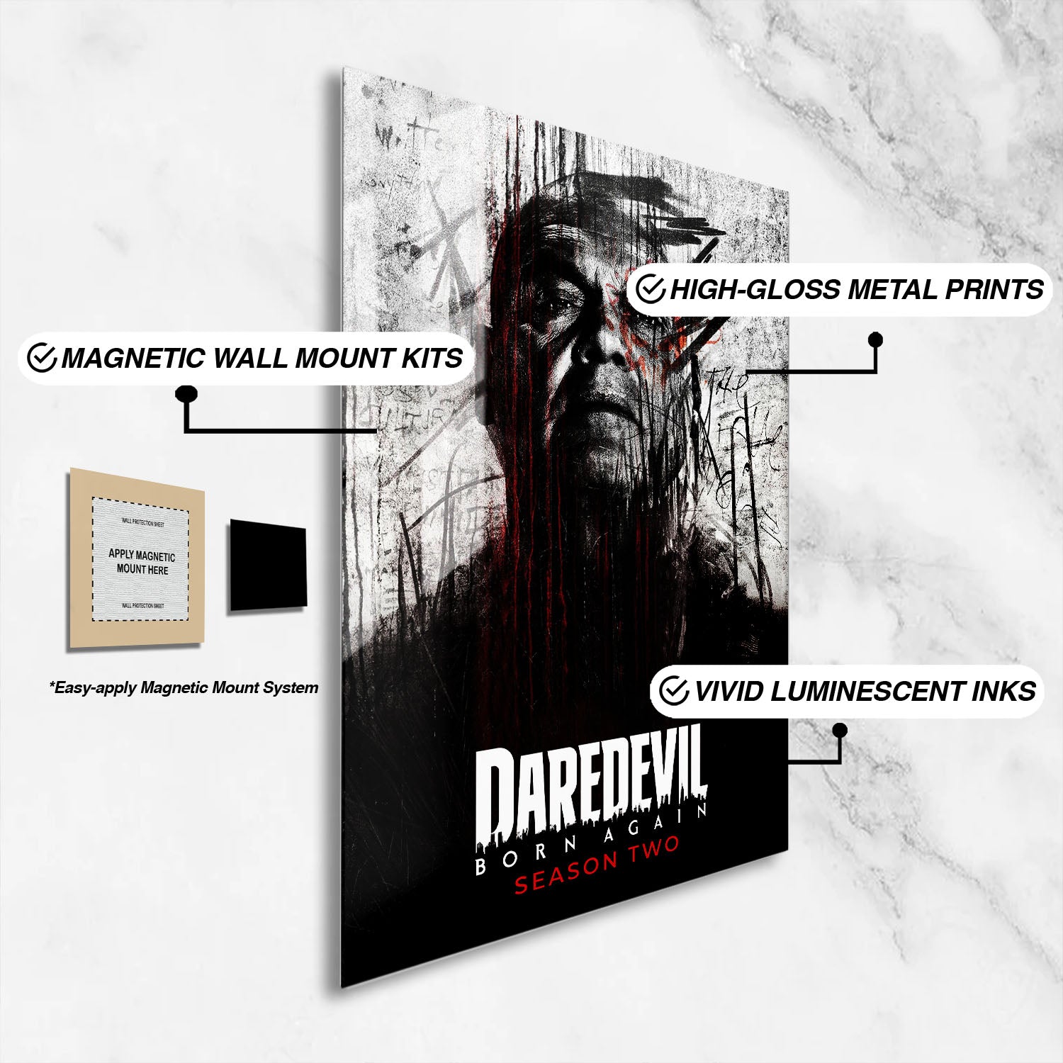 Flex Designs Metal Poster Daredevil Born Again Season 2 16 x 24" Home Goods - TV Show 2025 TV Show Metal Poster