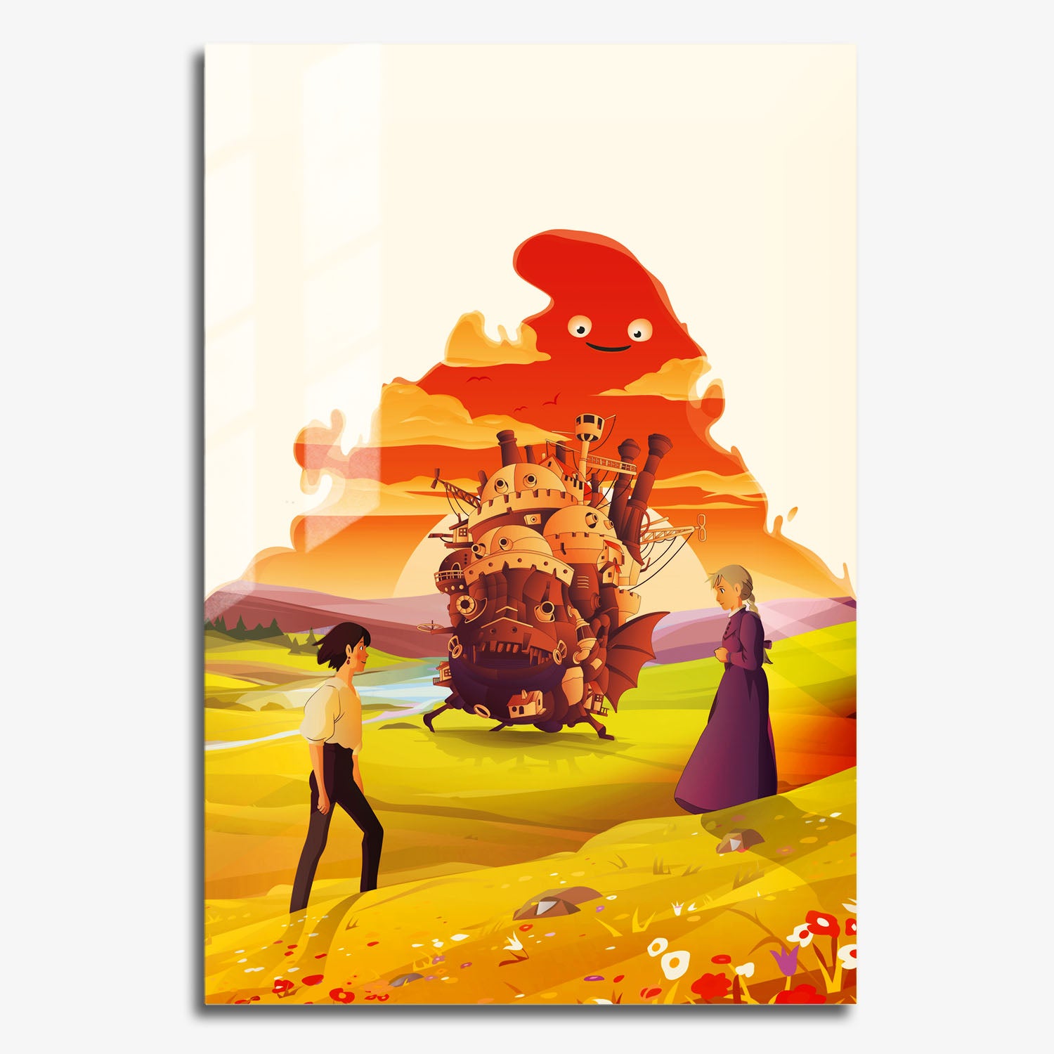 Flex Designs Metal Poster Howls Moving Castle Sketch 11 x 17" Home Goods - Movie 2004 Movie Metal Poster