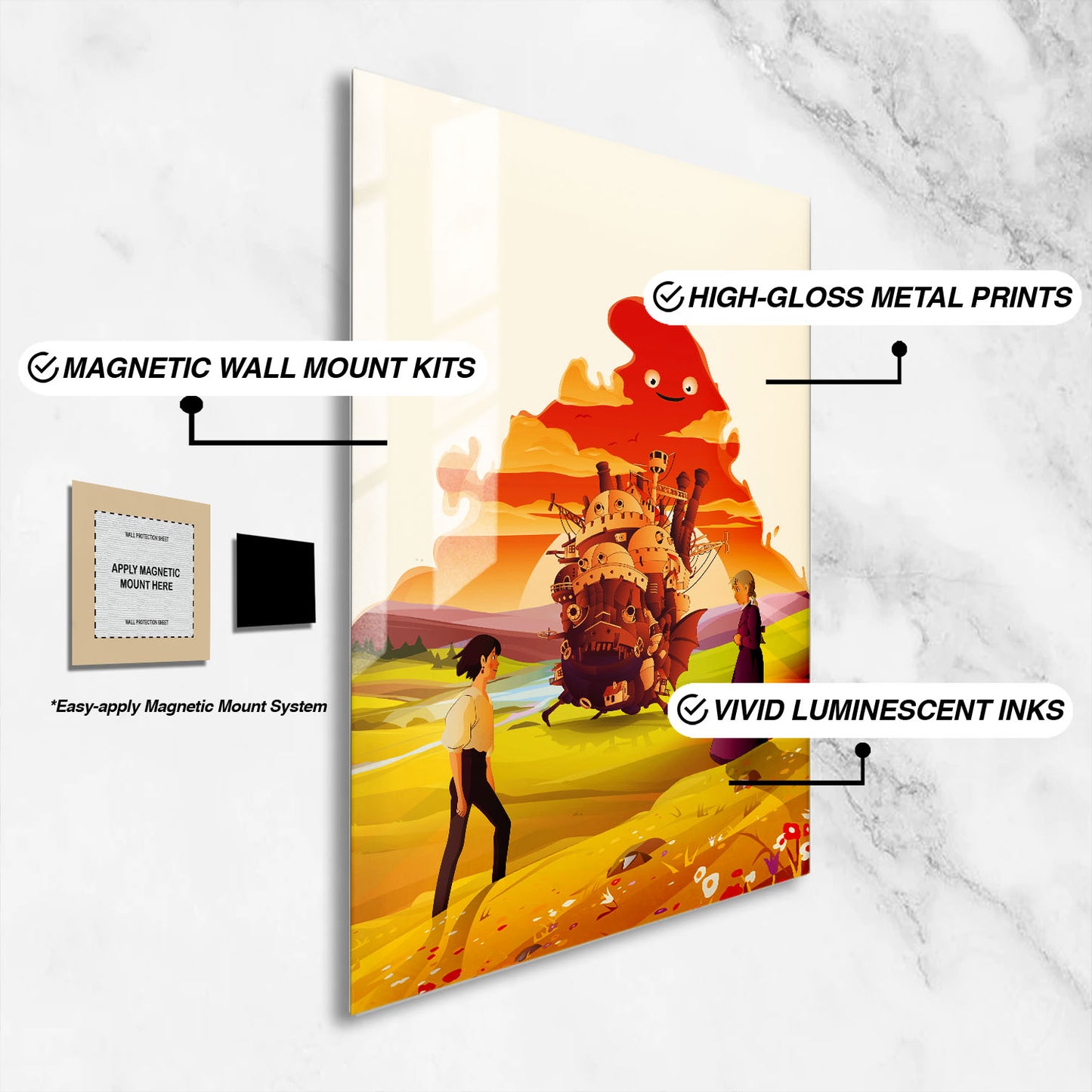 Flex Designs Metal Poster Howls Moving Castle Sketch 16 x 24" Home Goods - Movie 2004 Movie Metal Poster
