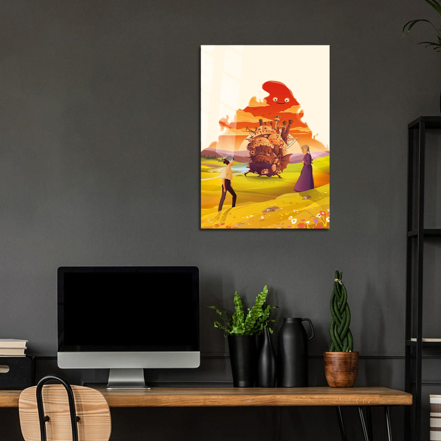 Flex Designs Metal Poster Howls Moving Castle Sketch 24 x 36" Home Goods - Movie 2004 Movie Metal Poster