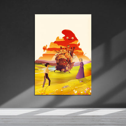 Flex Designs Metal Poster Howls Moving Castle Sketch 5 x 7" Home Goods - Movie 2004 Movie Metal Poster
