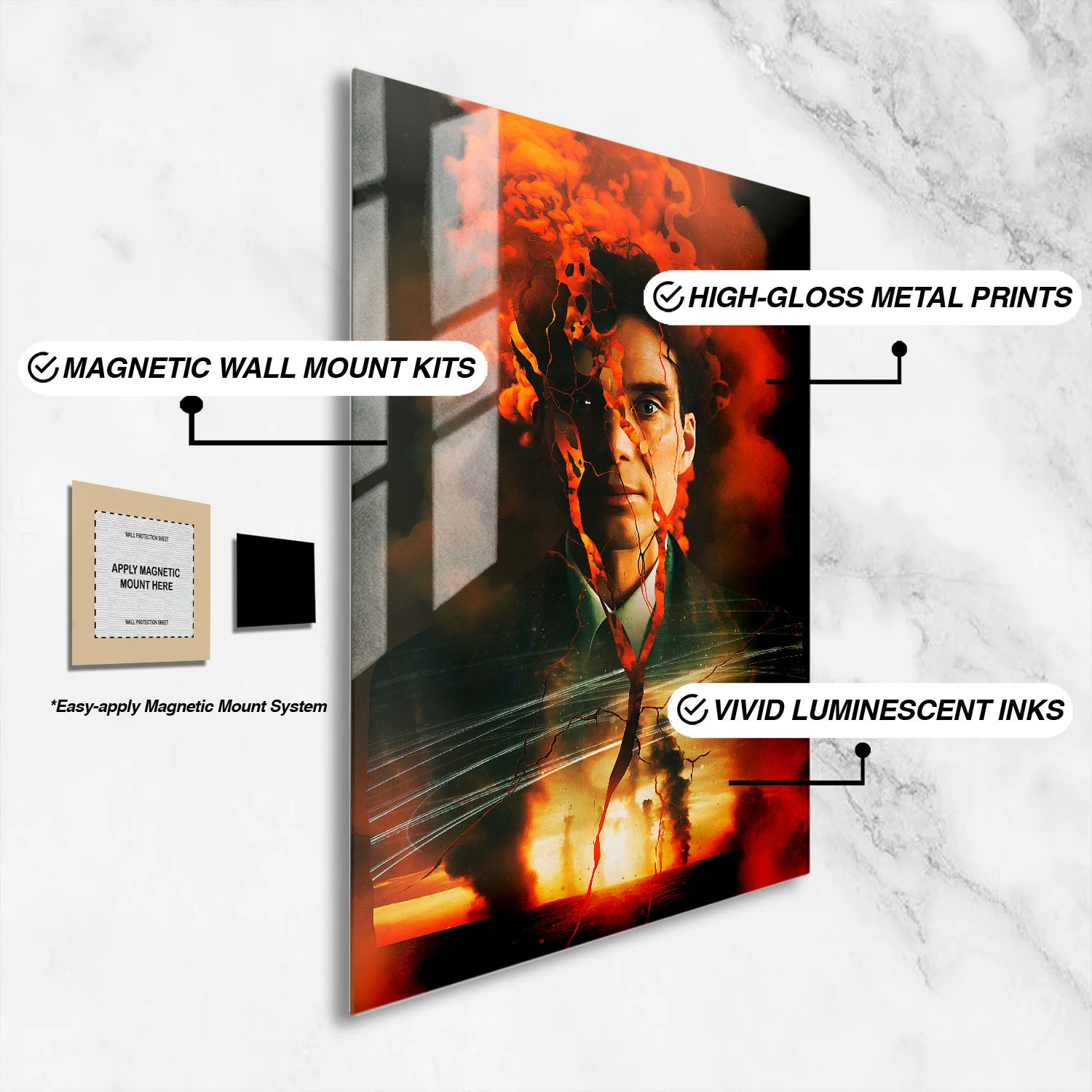 Flex Designs Metal Poster Oppenheimer Cartoon 16 x 24" Home Goods - Movie 2023 Movie Metal Poster