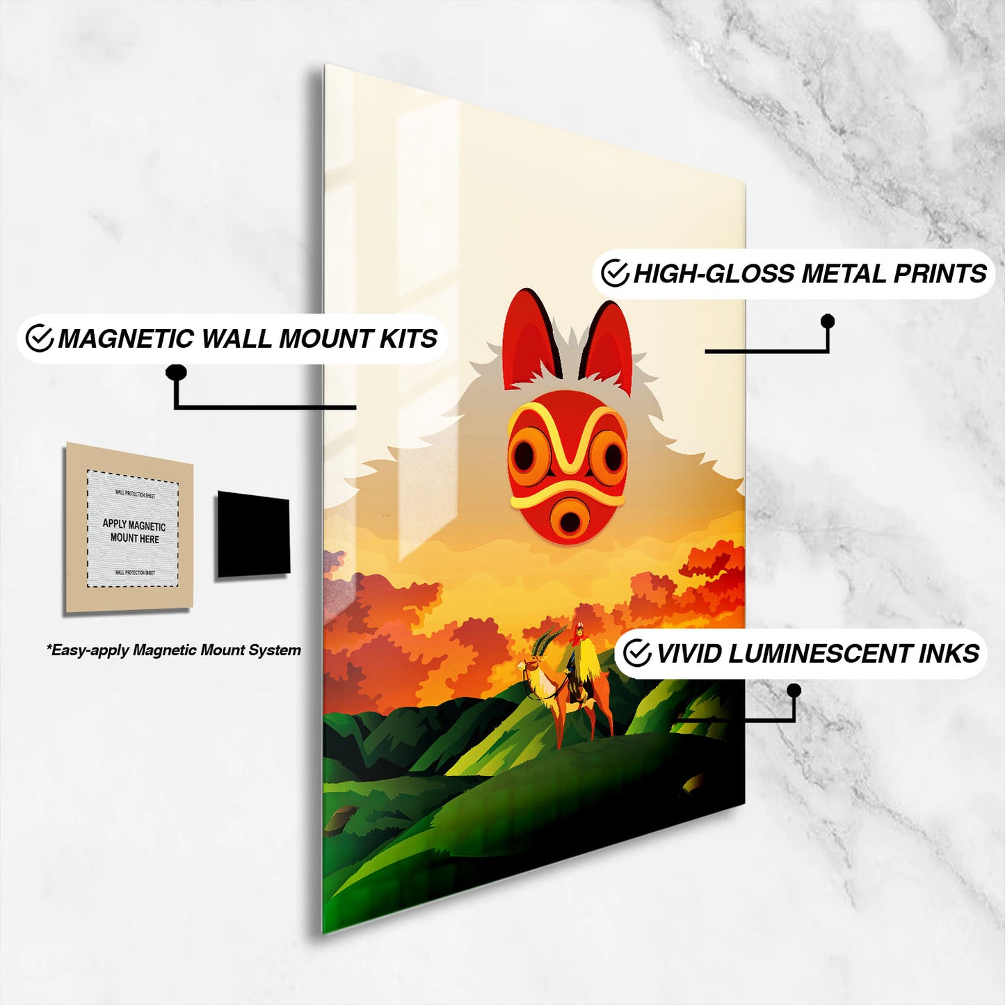 Flex Designs Metal Poster Princess Mononoke Sketch 16 x 24" Home Goods - Movie 1997 Movie Metal Poster