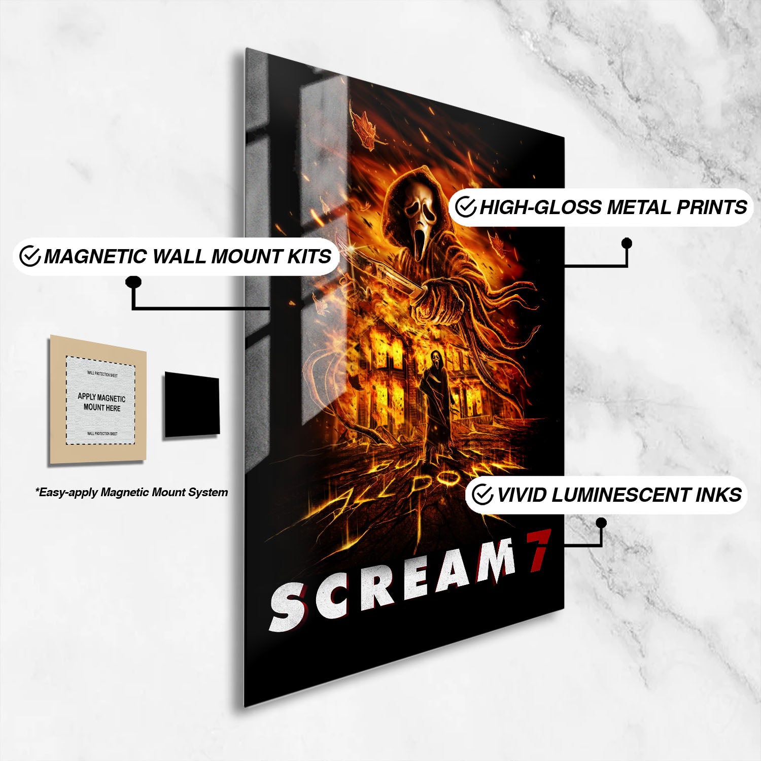 Flex Designs Metal Poster Scream 7 Cinematic 16 x 24" Home Goods - Movie 2026 Movie Metal Poster