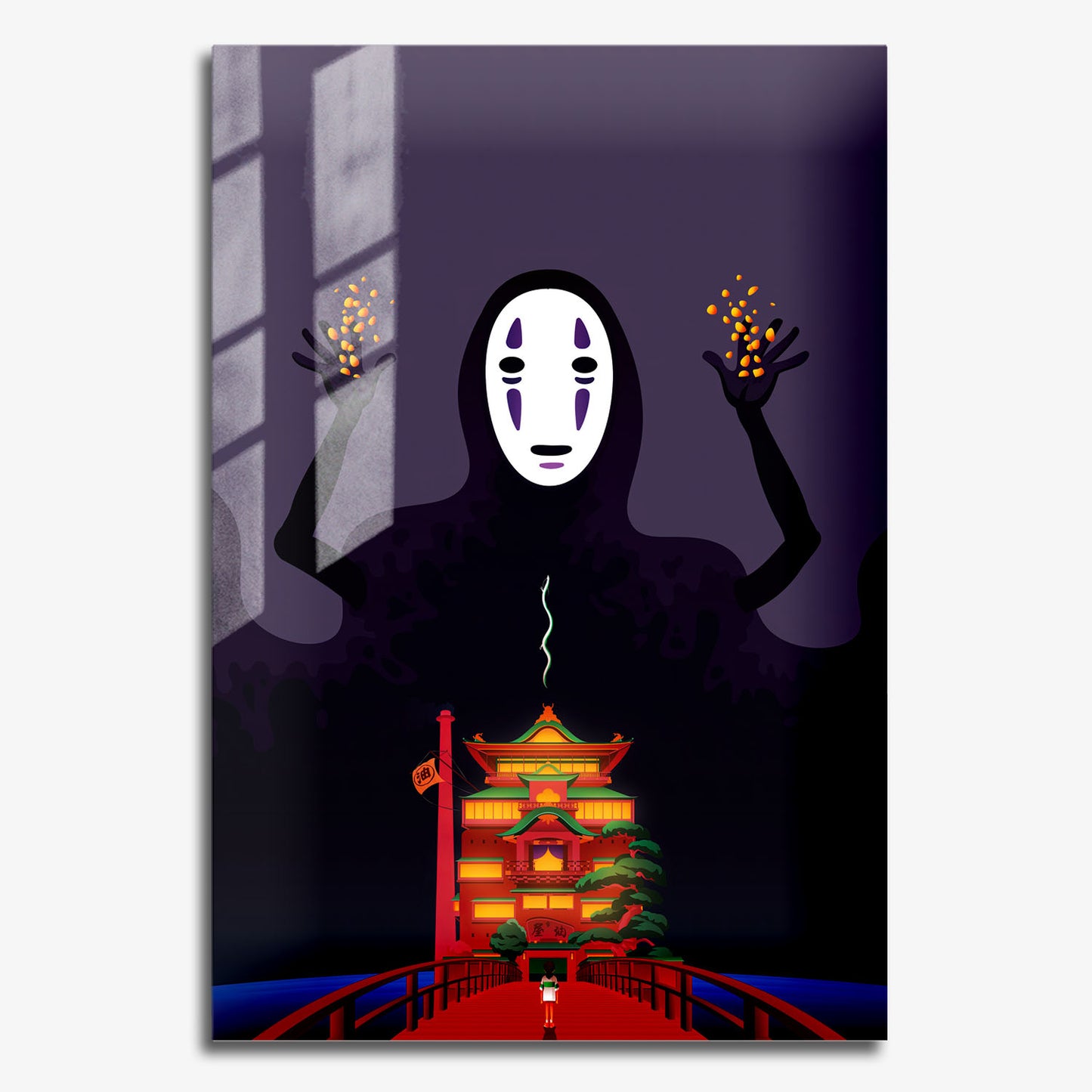 Flex Designs Metal Poster Spirited Away Noface Alternate 11 x 17" Home Goods - Movie 2001 Movie Metal Poster