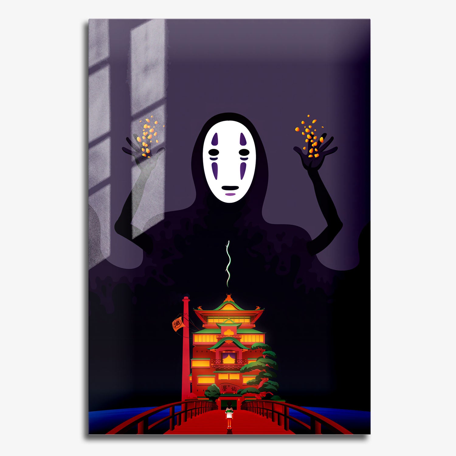 Flex Designs Metal Poster Spirited Away Noface Alternate 11 x 17" Home Goods - Movie 2001 Movie Metal Poster