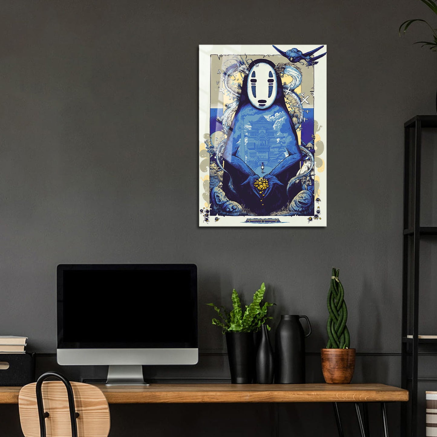 Flex Designs Metal Poster Spirited Away Noface Sketch 24 x 36" Home Goods - Movie 2001 Movie Metal Poster