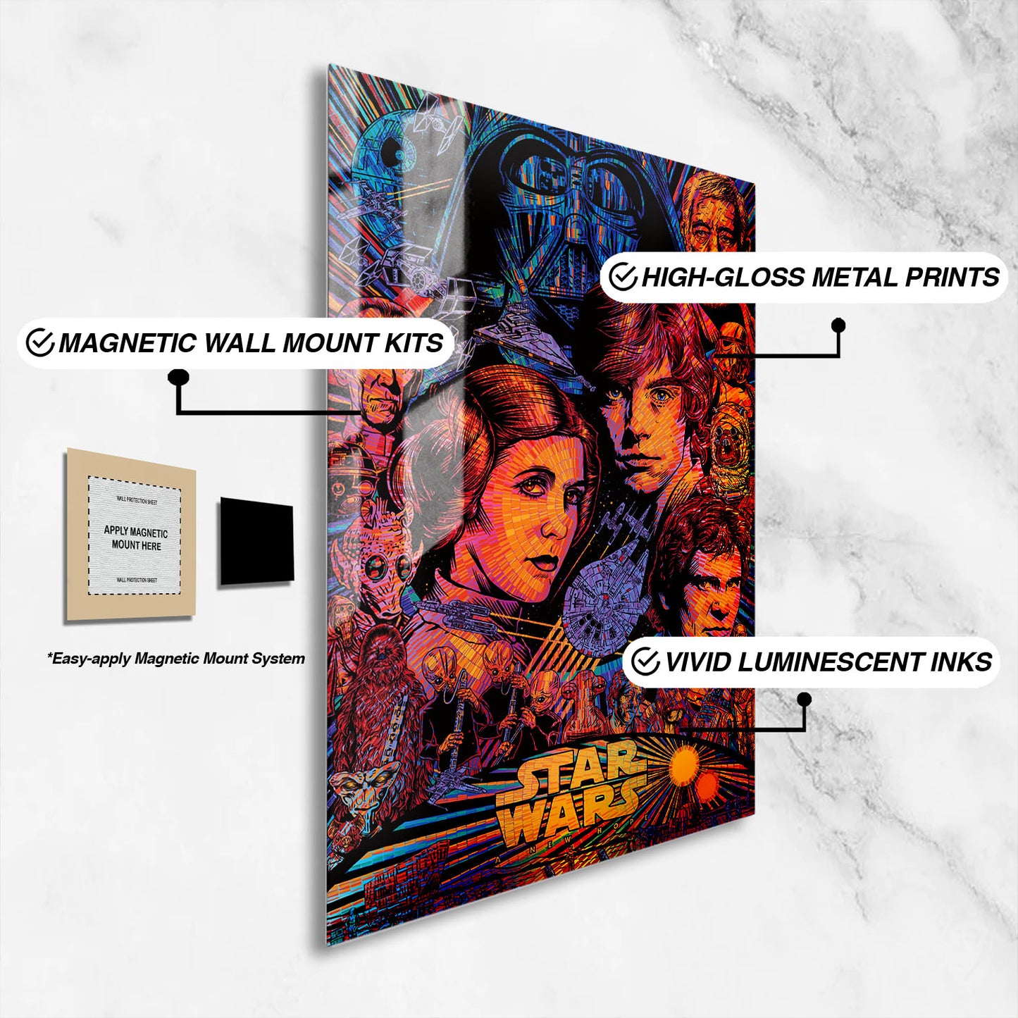 Flex Designs Metal Poster Star Wars Sketch 16 x 24" Home Goods - Movie 1977 Movie Metal Poster
