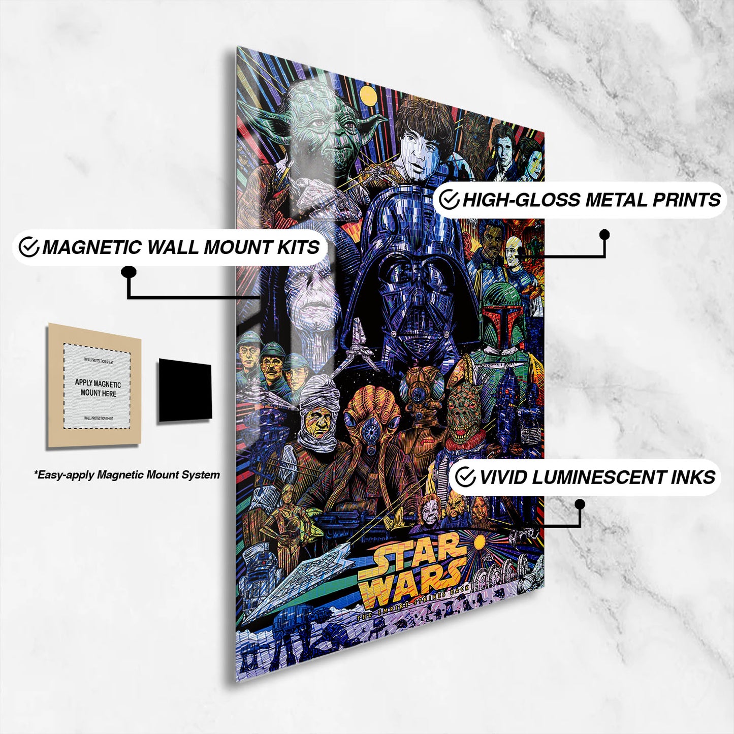 Flex Designs Metal Poster The Empire Strikes Back Sketch 16 x 24" Home Goods - Movie 1980 Movie Metal Poster