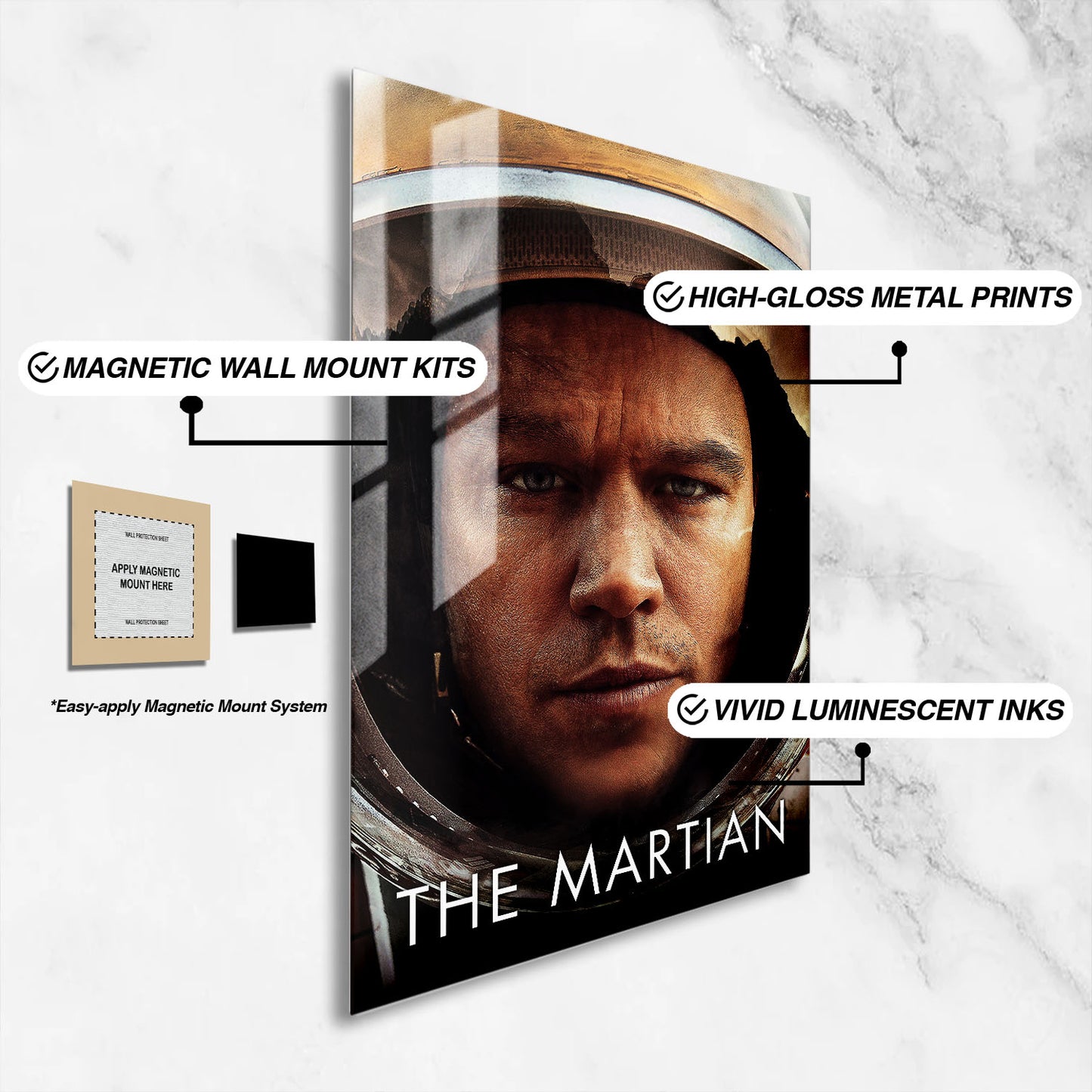 Flex Designs Metal Poster The Martian Matt Damon 16 x 24" Home Goods - Movie 2015 Movie Metal Poster