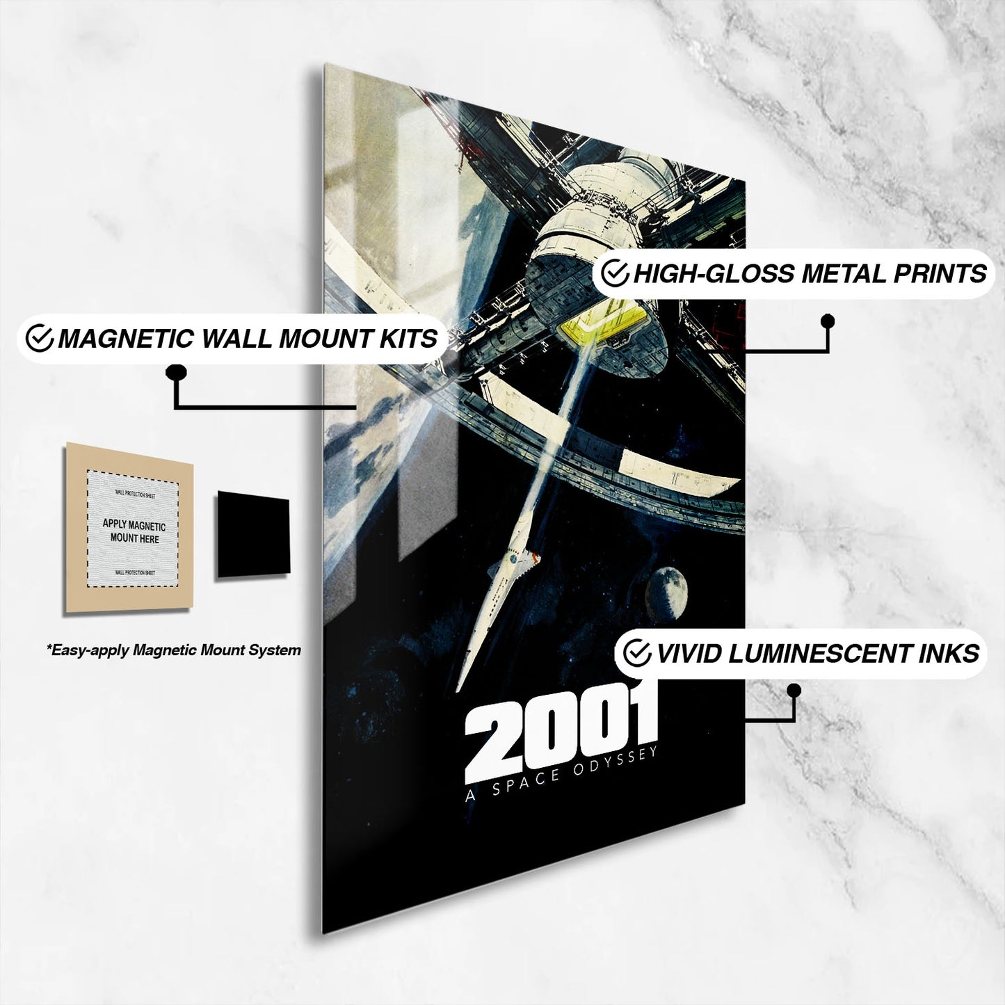 Flex Designs Metal Poster 2001 A Space Odyssey Theatrical 16 x 24" Home Goods - Movie 1968 Movie Metal Poster