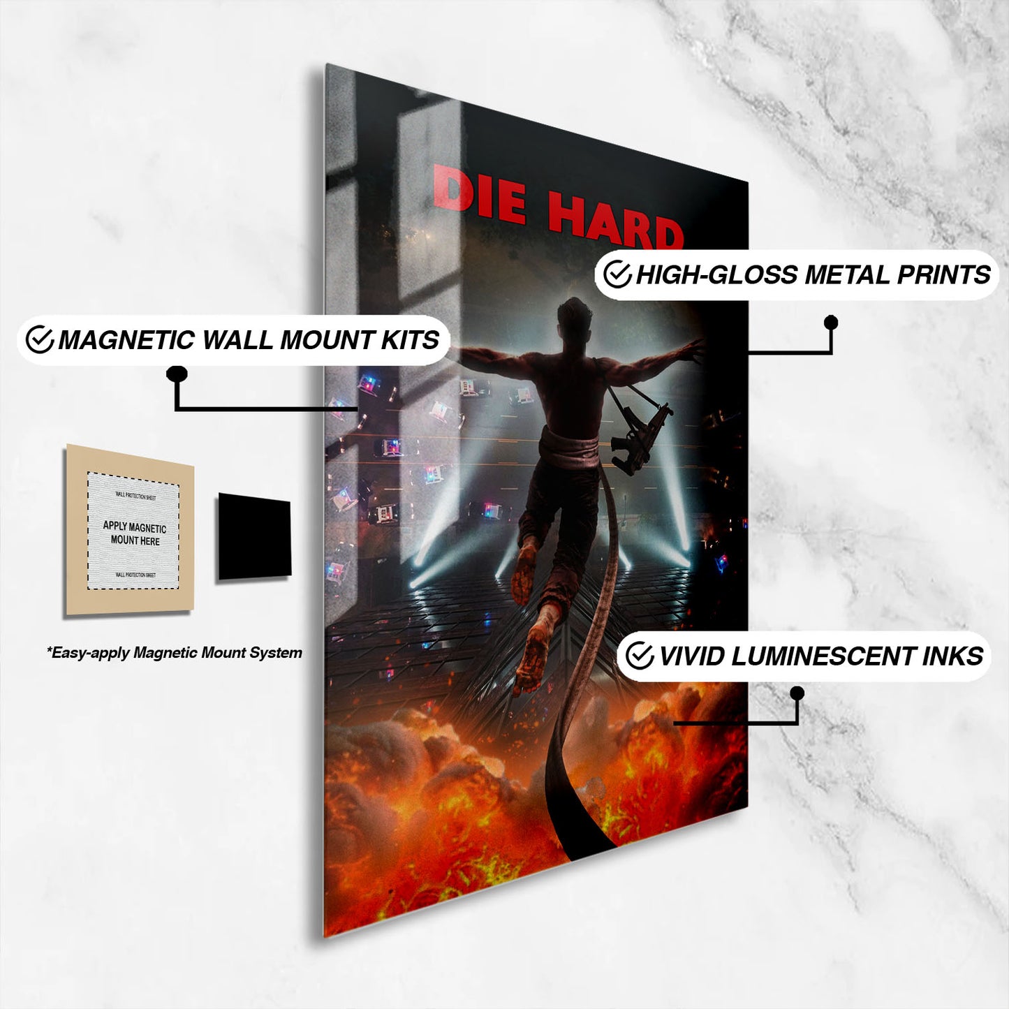 Flex Designs Metal Poster Die Hard Key Visual 16 x 24" Home Goods - Movie 1988 Movie Metal Poster