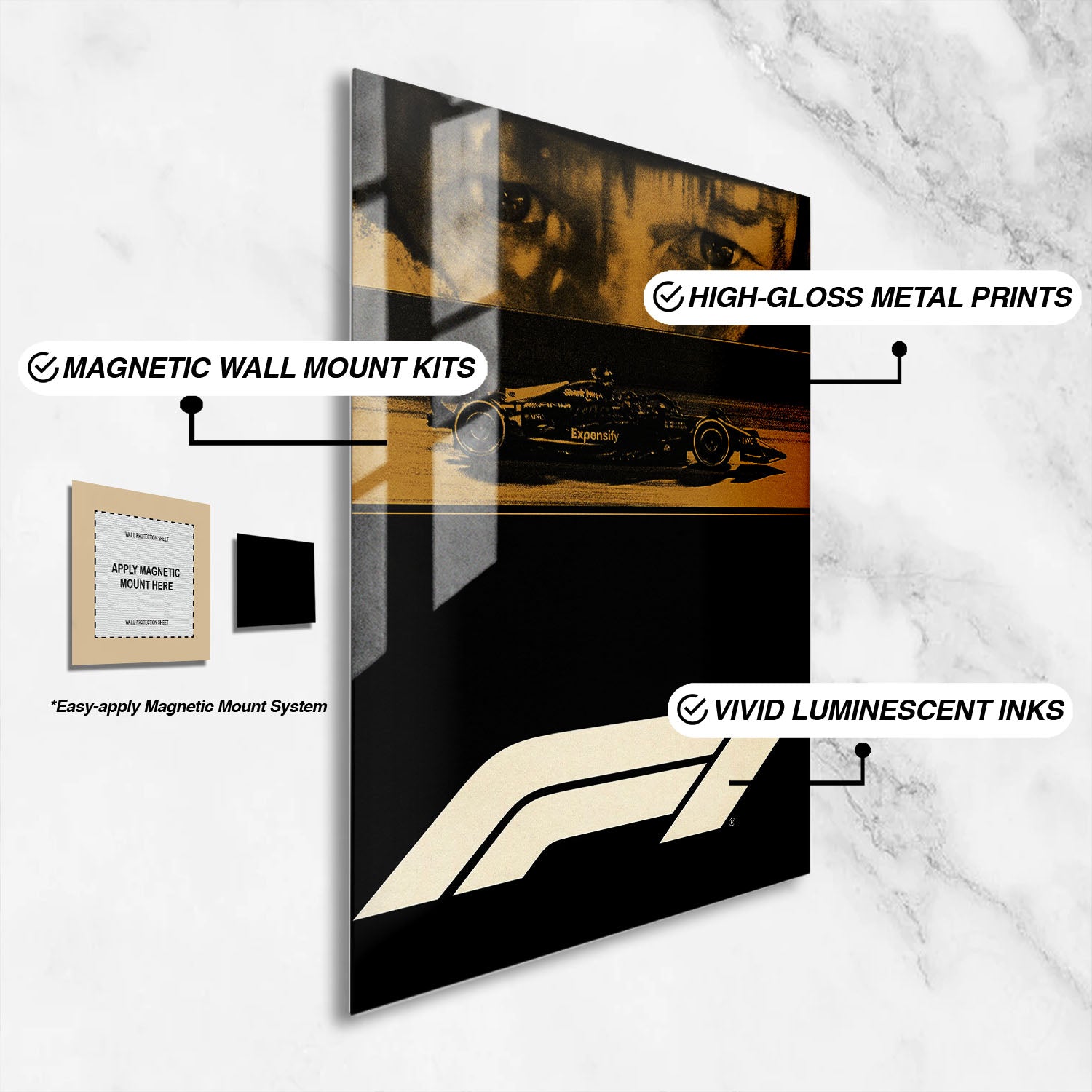 Flex Designs Metal Poster F1 Brad Pitt Minimalist 16 x 24" Home Goods - Movie 2025 Movie Metal Poster
