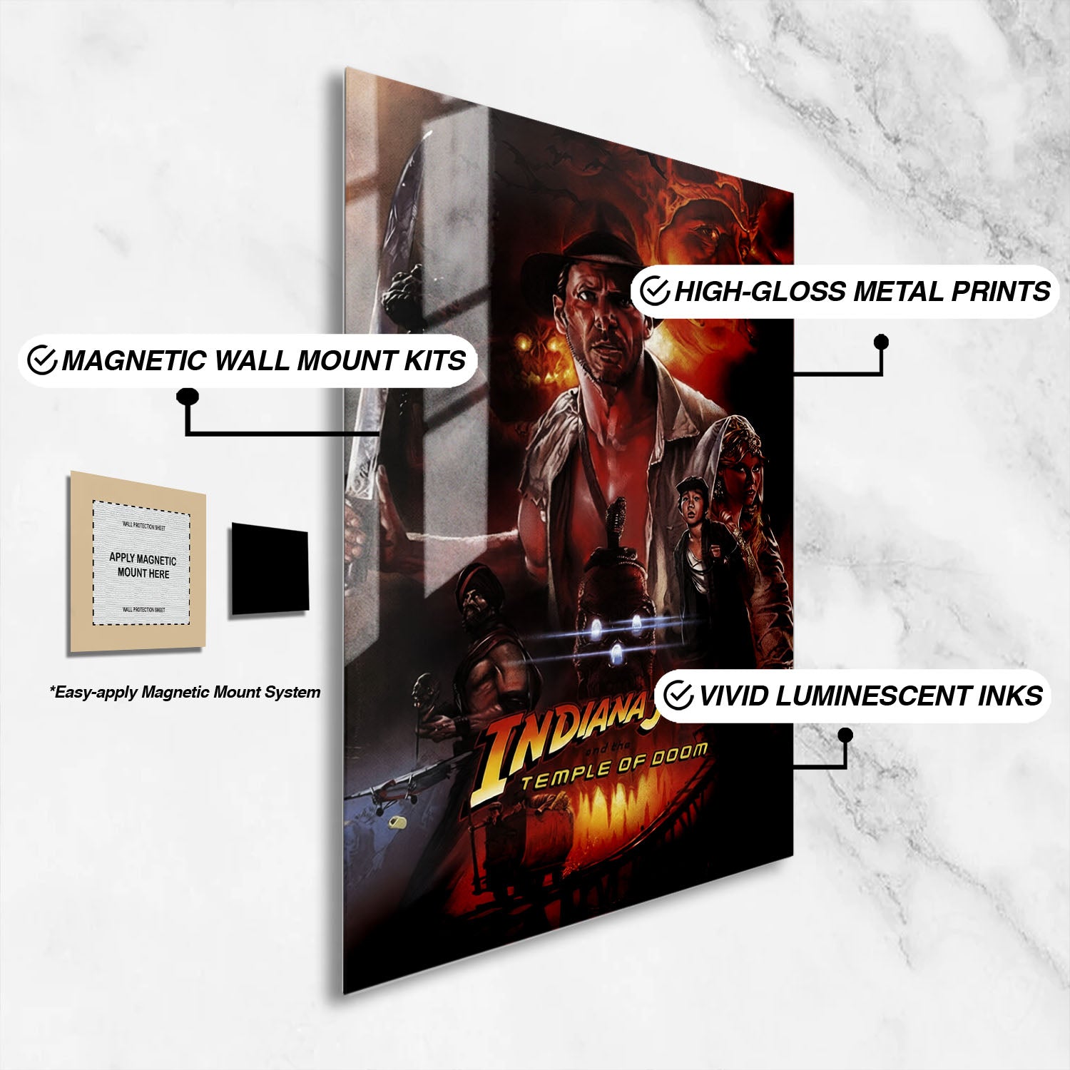 Flex Designs Metal Poster Indiana Jones and the Temple of Doom Alternate 16 x 24" Home Goods - Movie 1984 Movie Metal Poster