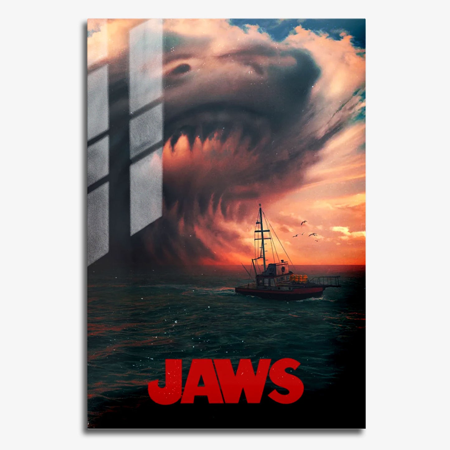 Flex Designs Metal Poster Jaws Shark Cloud 11 x 17" Home Goods - Movie 1975 Movie Metal Poster