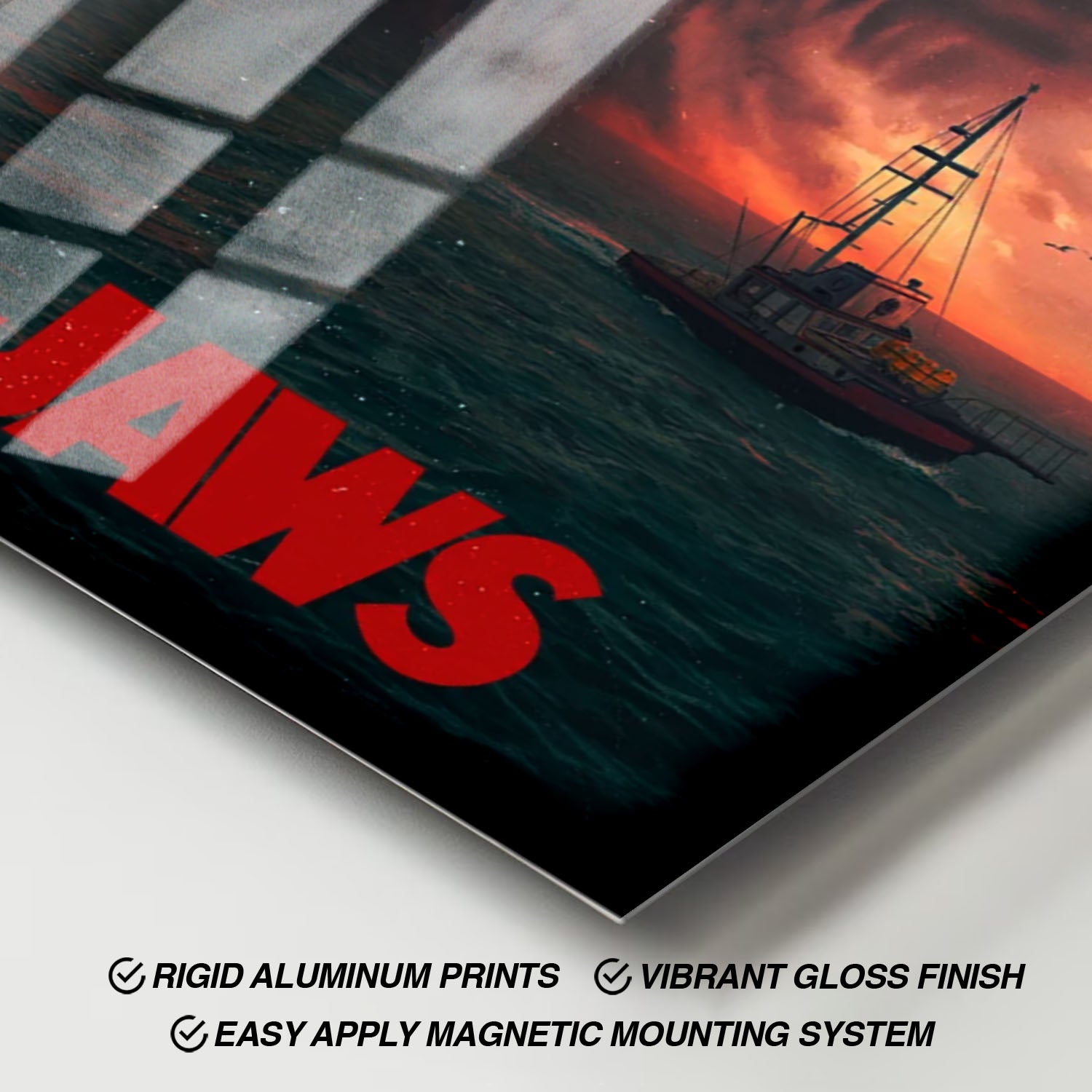 Flex Designs Metal Poster Jaws Shark Cloud 11 x 17" Home Goods - Movie 1975 Movie Metal Poster