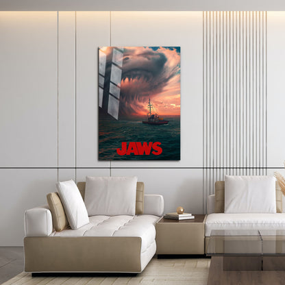 Flex Designs Metal Poster Jaws Shark Cloud 16 x 24" Home Goods - Movie 1975 Movie Metal Poster
