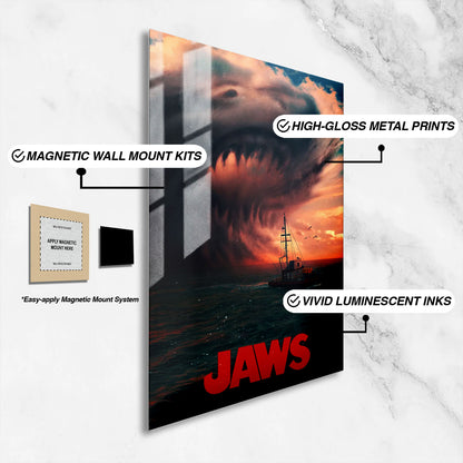 Flex Designs Metal Poster Jaws Shark Cloud 16 x 24" Home Goods - Movie 1975 Movie Metal Poster