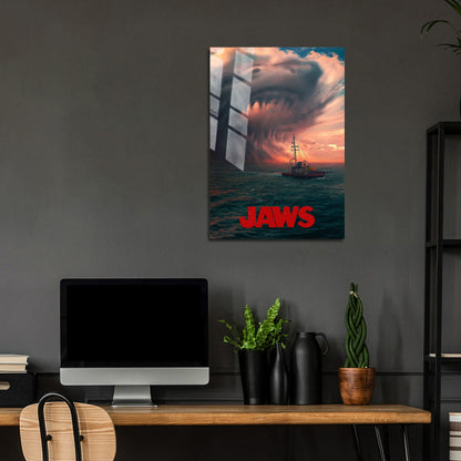 Flex Designs Metal Poster Jaws Shark Cloud 24 x 36" Home Goods - Movie 1975 Movie Metal Poster