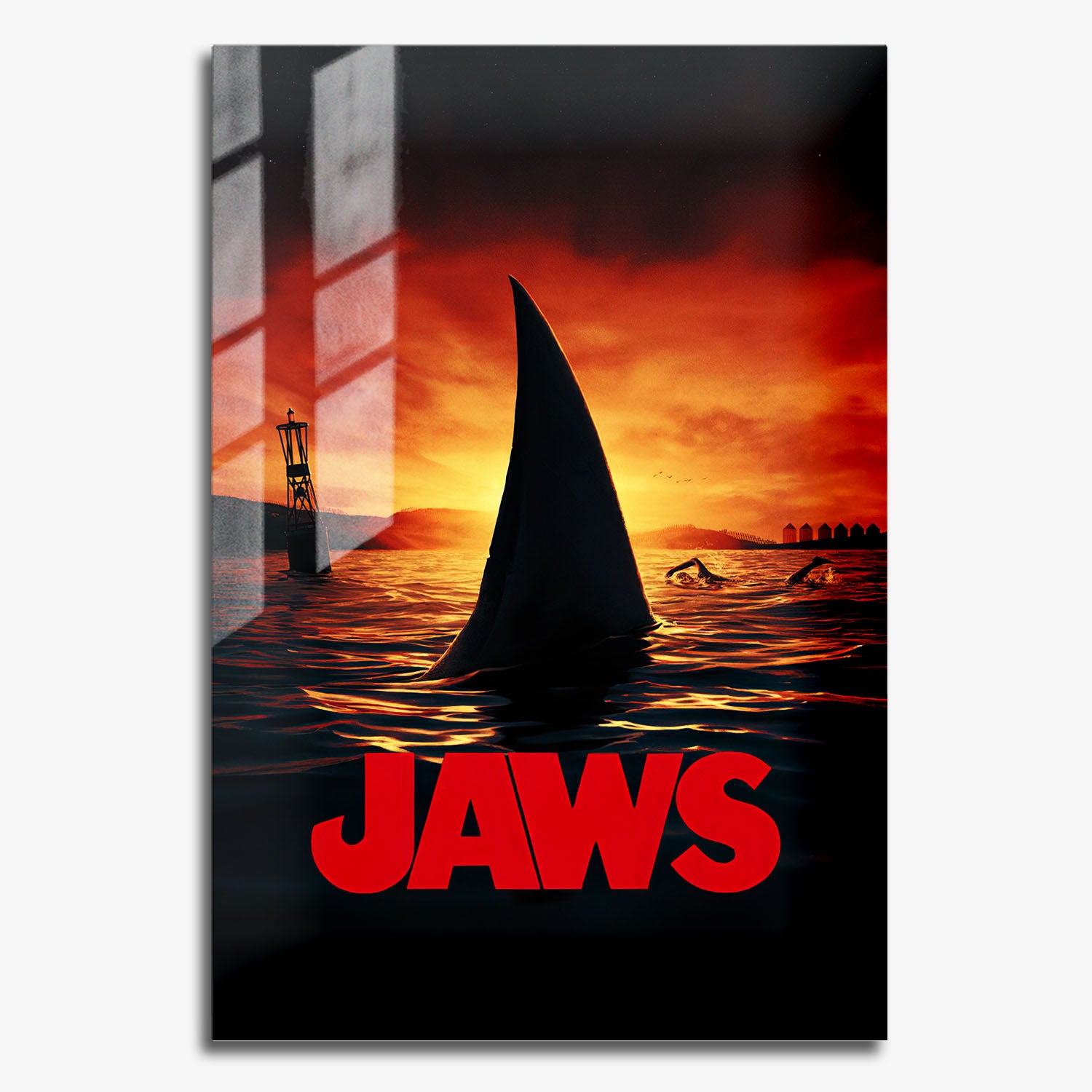 Flex Designs Metal Poster Jaws Shark Minimalist 11 x 17" Home Goods - Movie 1975 Movie Metal Poster