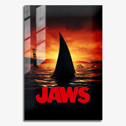 Flex Designs Metal Poster Jaws Shark Minimalist 11 x 17" Home Goods - Movie 1975 Movie Metal Poster