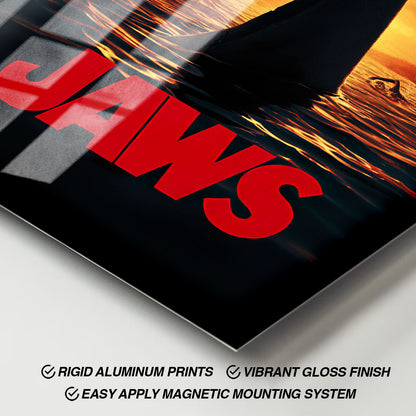 Flex Designs Metal Poster Jaws Shark Minimalist 11 x 17" Home Goods - Movie 1975 Movie Metal Poster