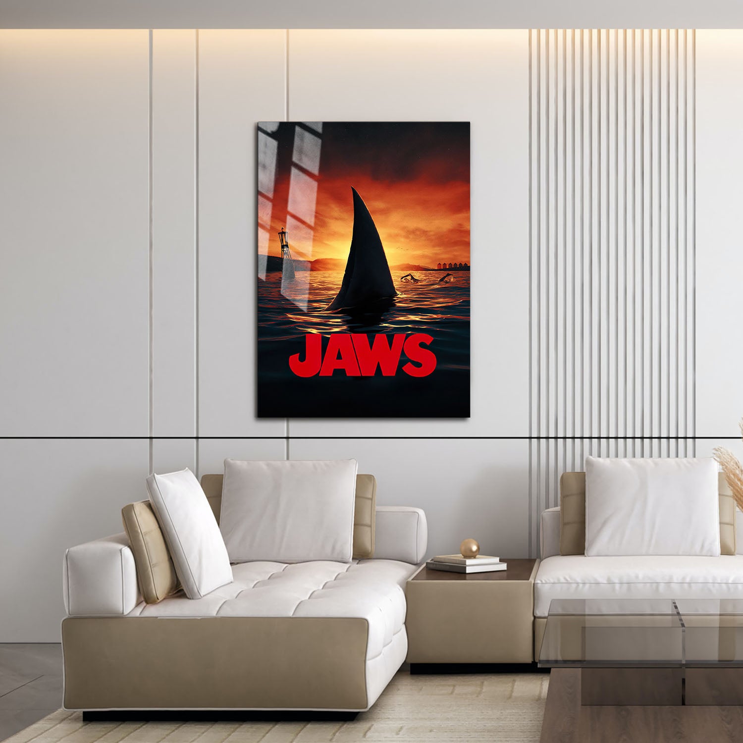 Flex Designs Metal Poster Jaws Shark Minimalist 16 x 24" Home Goods - Movie 1975 Movie Metal Poster