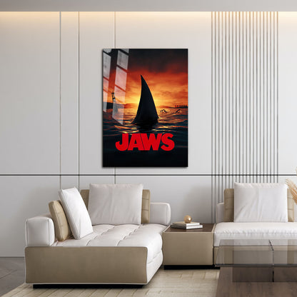 Flex Designs Metal Poster Jaws Shark Minimalist 16 x 24" Home Goods - Movie 1975 Movie Metal Poster