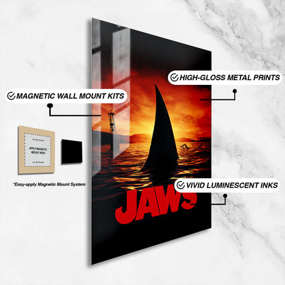 Flex Designs Metal Poster Jaws Shark Minimalist 16 x 24" Home Goods - Movie 1975 Movie Metal Poster
