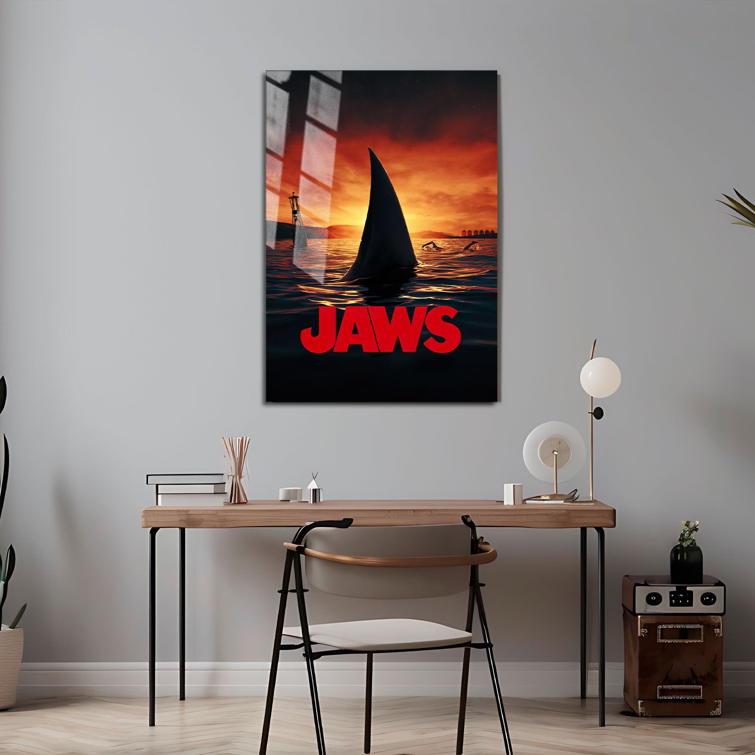 Flex Designs Metal Poster Jaws Shark Minimalist 5 x 7" Home Goods - Movie 1975 Movie Metal Poster
