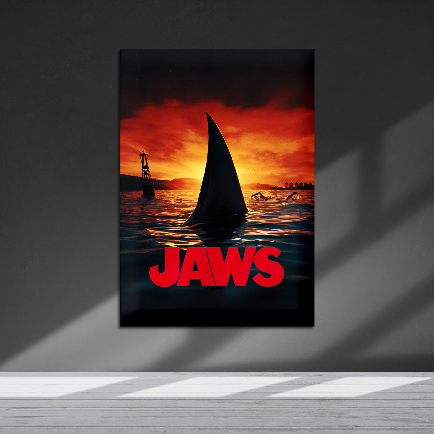 Flex Designs Metal Poster Jaws Shark Minimalist 5 x 7" Home Goods - Movie 1975 Movie Metal Poster