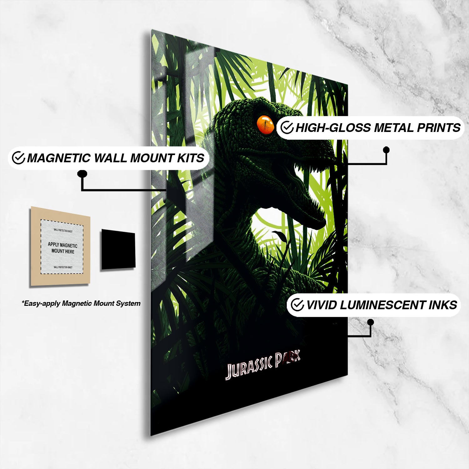 Flex Designs Metal Poster Jurassic Park Classic Green 16 x 24" Home Goods - Movie 1993 Movie Metal Poster
