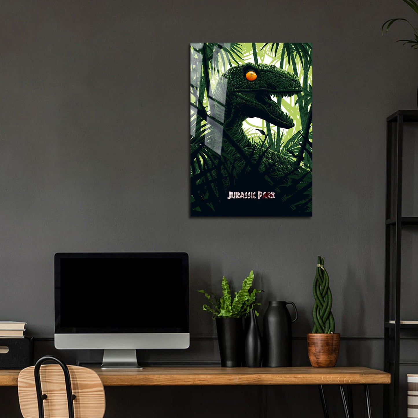 Flex Designs Metal Poster Jurassic Park Classic Green 24 x 36" Home Goods - Movie 1993 Movie Metal Poster