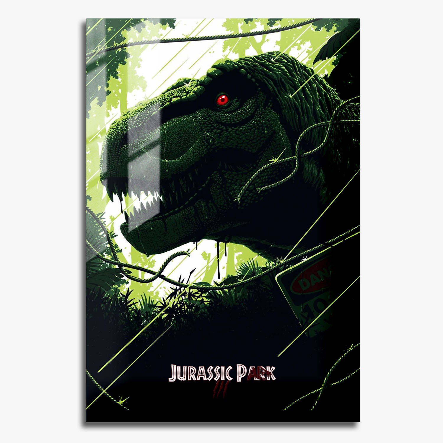 Flex Designs Metal Poster Jurassic Park III Classic Green 11 x 17" Home Goods - Movie 2001 Movie Metal Poster