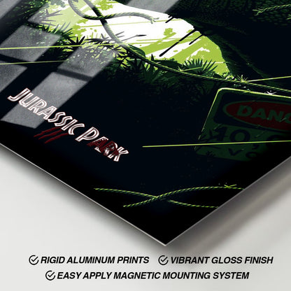 Flex Designs Metal Poster Jurassic Park III Classic Green 11 x 17" Home Goods - Movie 2001 Movie Metal Poster