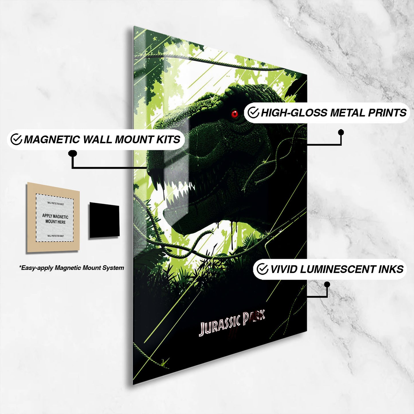 Flex Designs Metal Poster Jurassic Park III Classic Green 16 x 24" Home Goods - Movie 2001 Movie Metal Poster